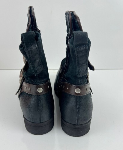 Miz Mooz Sammie Indigo Blue Buckle Ankle Boots Size 38 7.5-8 M - 第 4/11 張圖片