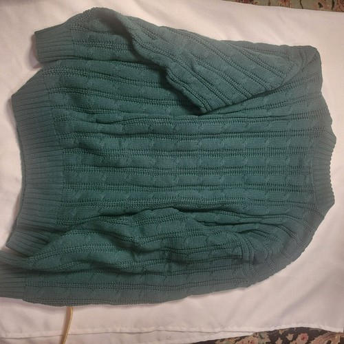 Windy Hill Green Cable Knit Sweater Large Acrylic Warm Cozy Pullover Top - Picture 6 of 7