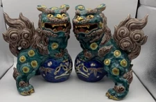 Pair Of Vintage Kutani Japanese Foo Dog. Lion Shishi