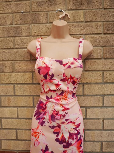 Pink Boutique rose pink floral padded bra strap bodycon summer party dress 14 L - Picture 5 of 12