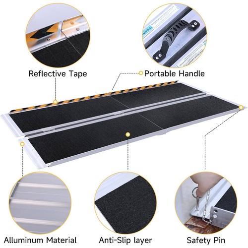 4FT 5FT 7FT Portable Wheelchair Ramp Folding Handicap Ramp with Non-Slip Surface - Picture 6 of 32