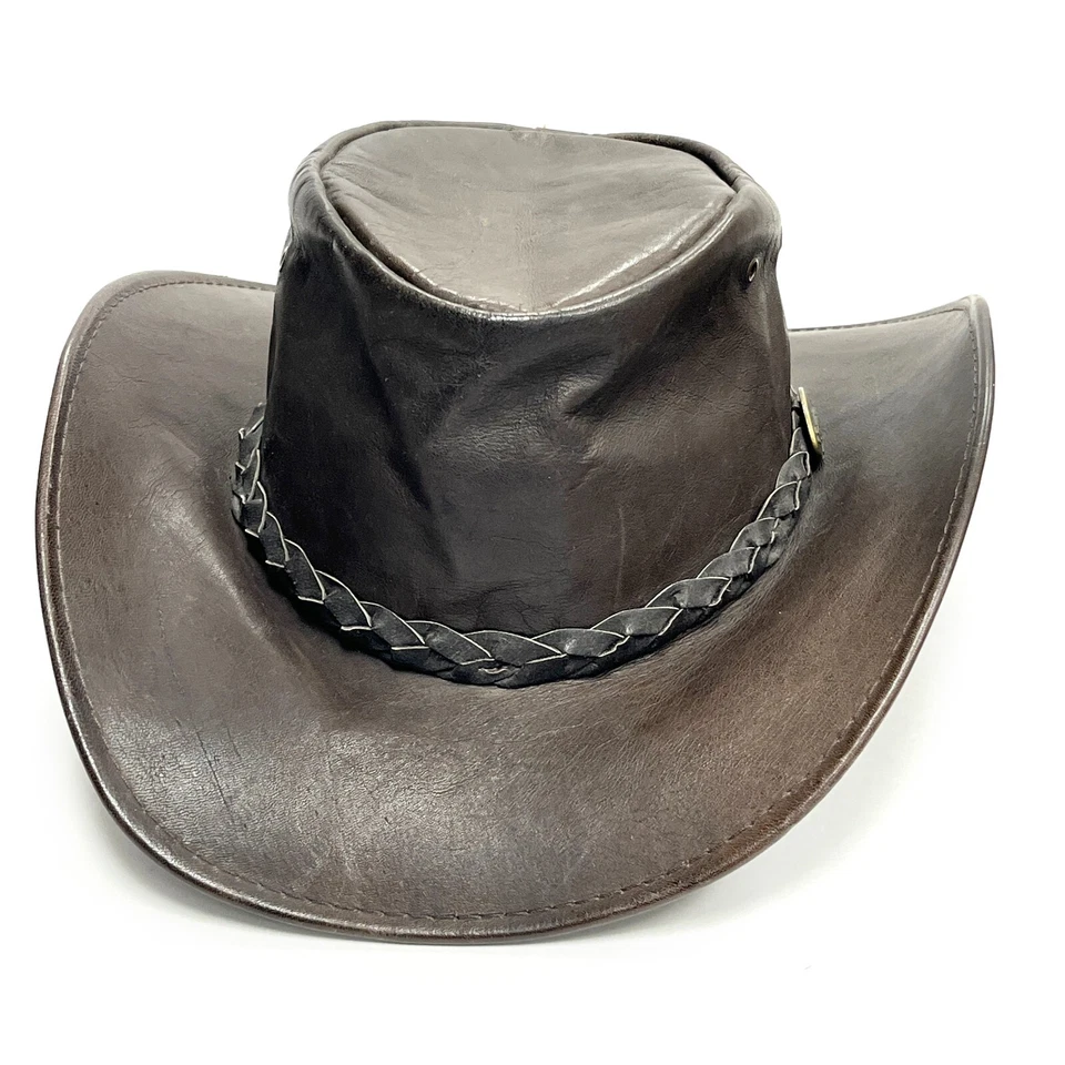 Sombrero de Vaquero Jacaru Marrón Cuero Canguro Mediano Hecho en Australia Foto 2 de 4