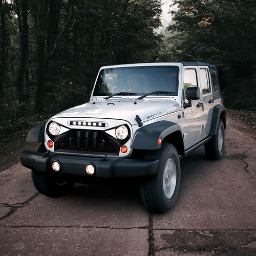 American Modified Front Gladiator Grille Compatible with 07-18 Jeep Wrangler JK - Picture 7 of 11