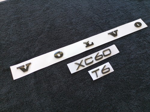 OEM Style Gloss Black Set Volvo XC60 T6 Rear Badge Emblem Decal Replacement - Picture 2 of 4