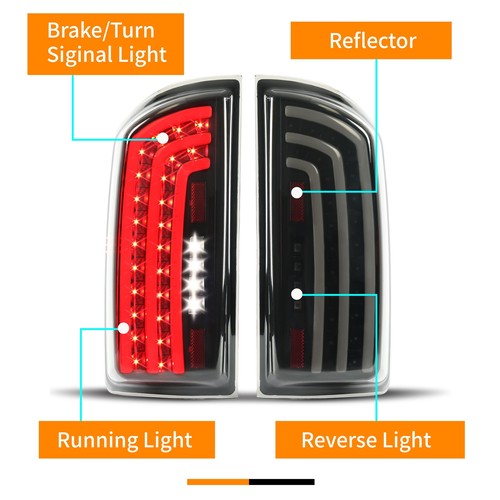 For 2007-2008 Dodge Ram 1500 2007-2009 Ram 2500/3500 Smoked LED Tail Lights Lamp - Picture 3 of 21