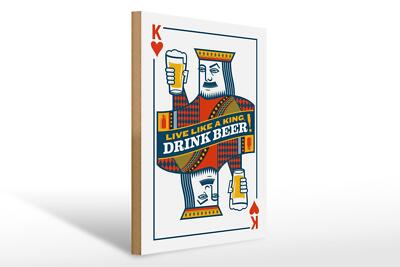 Holzschild Spruch 30x40 cm Bier König drink Beer King Deko Schild