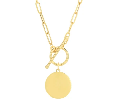 14 Karat Gelbgold 18 Zoll Büroklammer Scheibe Knebel Gliederkette Halskette 3,5 Gramm 2,5 mm - Bild 1 von 1