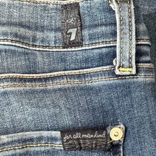 7 For All Mankind Gwenevere Ankle Skinny Mid Rise Jean in Everly Light Sky- 31 - Foto 13 di 17