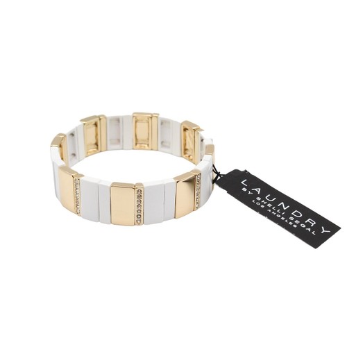 Laundry by Shelli Segal White Gold Stone Stretch Bracelet #LN3 - Picture 2 of 2