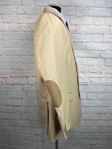 VAN HEUSEN Mens Khaki LINEN ELBOW PATCHES Suit Sport Coat Blazer Jacket SIZE 44L - Picture 6 of 10