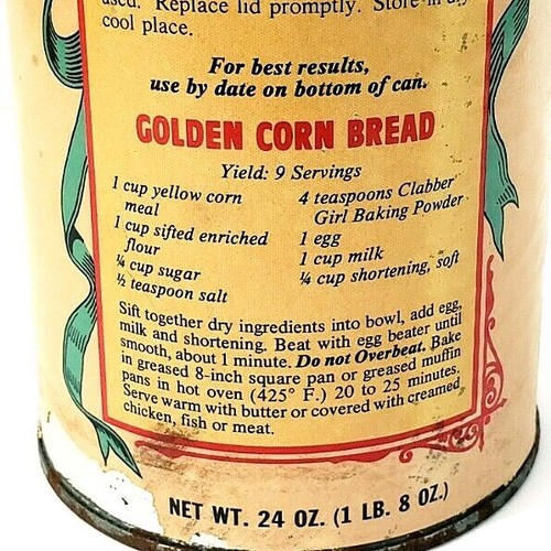Clabber Girl Can Baking Powder Vintage 24 Oz Empty 5.25" x 4" - Picture 5 of 8