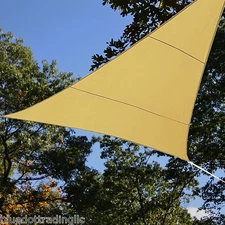 Sun Shade Sail 16.5' foot Triangle Shading Canopy Sand Beige Waterproof