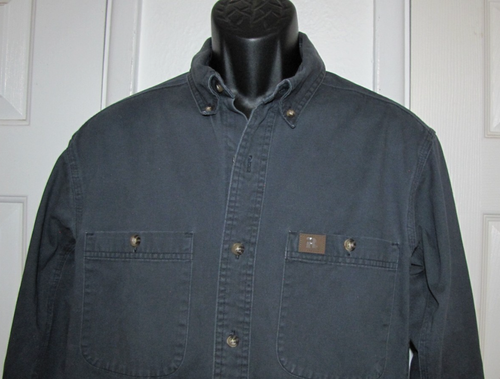 Wrangler Riggs Workwear Button Shirt Gray Canvas Long Sleeve Men's M - Picture 2 of 14