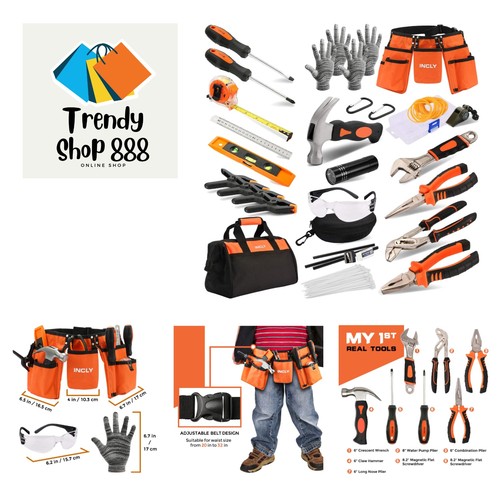 95 PCS Kids Real Tool Set, Boys Small Real Hand Tools Kit, Children ...