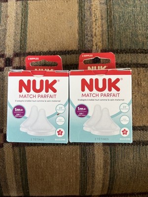 NUK Perfect Match Medium Flow Baby Bottle Replacement Nipples Anti Colic 2 Packs