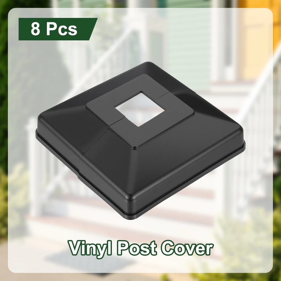 3.5x3.5 Inches Post Sleeve, Plastic Post Base Cover Column Wraps - 8pcs (Black) Foto 3 de 4