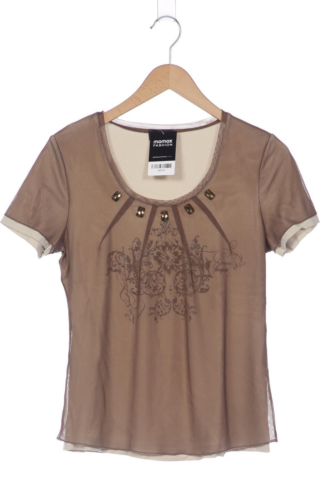 TAIFUN T-Shirt Damen Shirt Kurzärmliges Oberteil Gr. EU 38 Beige #xnc1trk