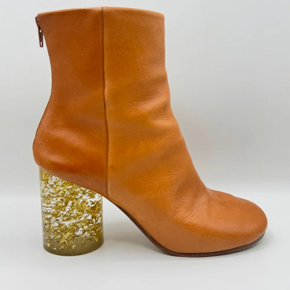Botas Maison Margiela Beige HOJA DORADA Resina Tacón Transparente Nude Novedad Tacones 6.5 Foto 2 de 4