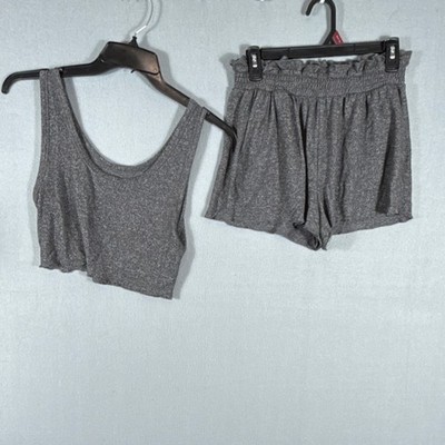Colsie Women s Gray Knit 2-Piece Tank & Shorts Set Scoop Neck Size S