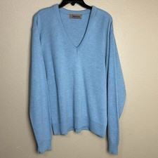 Jantzen Vintage USA Made Long Sleeve Sweater Mens Size Large Light Blue Knit Top