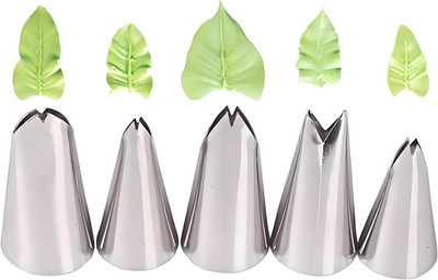 5 Stück Icing Piping Nozzles Leaf Writing Tips Set Edelstahl Cake Decorating Kit