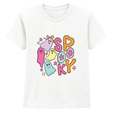 Spooky Halloween Holiday Unisex Kids Top Cute Ghosts Stars Festive Tee