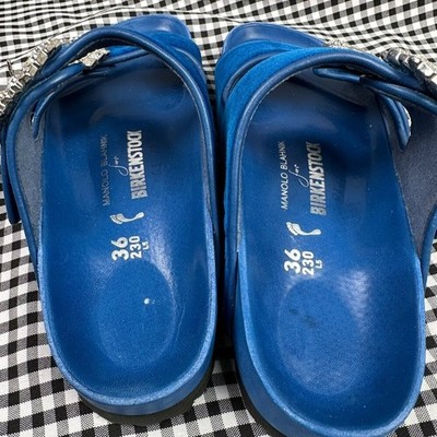 Manolo Blahnik x Birkenstock Women's Arizona Blue Velvet Slide