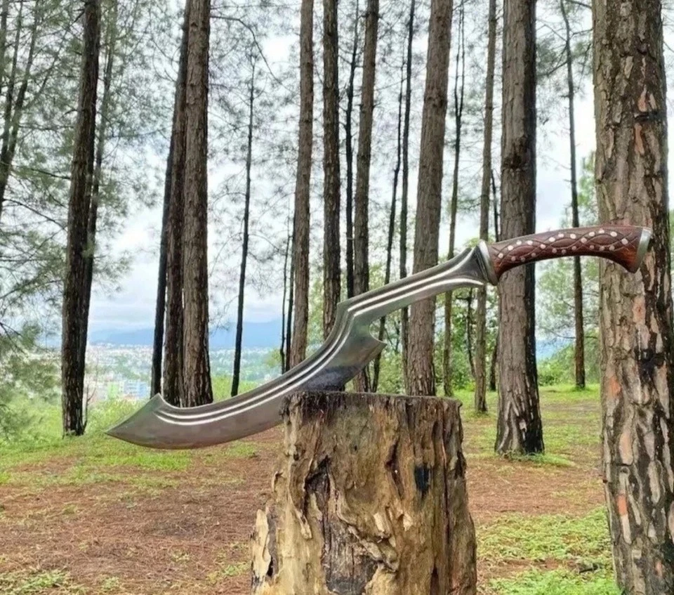 Espada egipcia Khopesh | Hoja de acero al carbono hecha a mano de 32" | Espada de camping de caza Foto 2 de 4