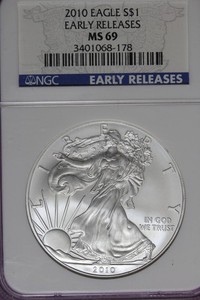 2010 NGC MS69 AMERICAN SILVER EAGLE EARLY RELEASES #B51644