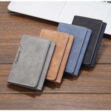Men's Small Wallet Leather Slim Trifold Credit Card Holder Front Pocket Purse