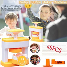 48 Set Pin Badge DIY Button Maker Brooch Pin Making Machine Starter Kids Gifts