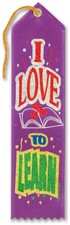 I Love To Learn Award Ribbon of Size 2" x 8" for Christmas - Beistle