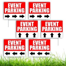 6 PC 16x12 Coroplast Event Parking Signs with Arrows Reserved Parking Sign