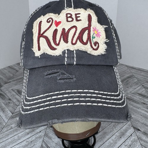 KBETHOS Vintage "Be Kind" Hat Cap Women’s Adjustable Canvas Distressed Gray EUC - Picture 2 of 5
