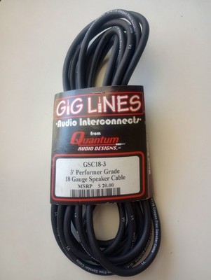 Quantum Audio Gig Lines 3 ft 18 Gauge Speaker Cable GSC18-3 Made in USA New