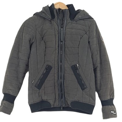 Khujo Grey Hooded Windbreaker Jacket Breathable Women Zip Front Size S