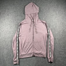 PINK Victoria's Secret Full-Zip Hoodie Small Mauve Logo Taped Sleeves