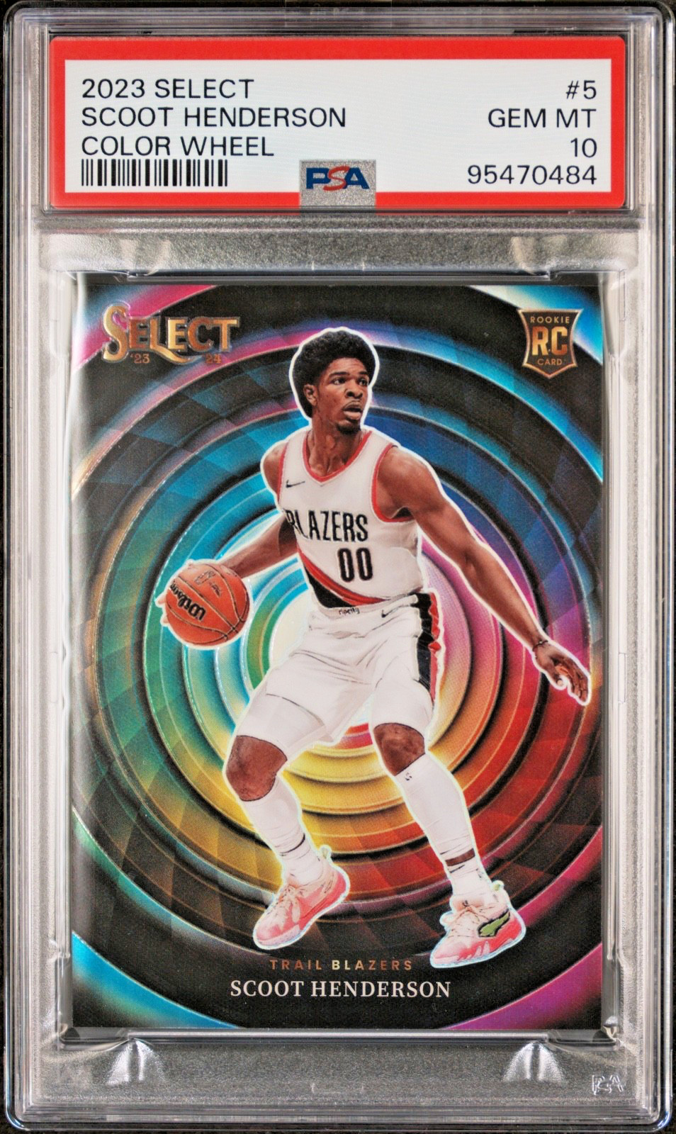 Scoot Henderson #5 Basketball Cards 2023 Panini Select Color Wheel trading card — raw and PSA graded price guide