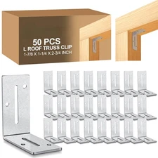 50 Pcs Roof Truss Clip Galvanized Angle Bracket Roof Hurricane Truss Clip L C...