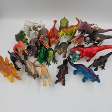 23pc Mixed Dinosaur Figure Lot Plastic T-Rex Triceratops Stegosaurus Raptor