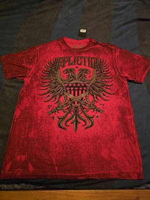 Affliction ''Colossal Force'' size 2XL T-Shirt Red. Raised Details.