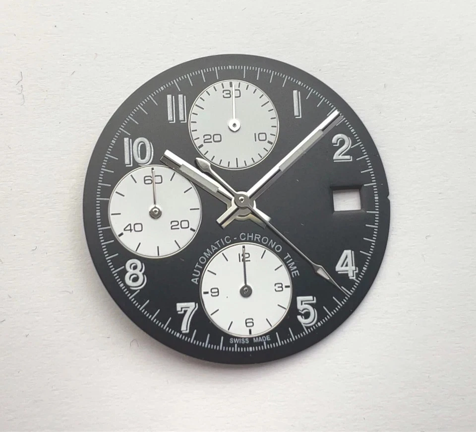 Cadran De Date Blanc Sur Noir Pour Mouvement Valjoux 7750 - Référence 2557/1, Position @3, Neuf Avec étiquette, Marque Watchfix