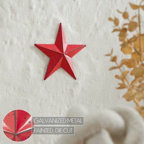 Metal Star Speckled Distressed Barn Red 4x4 - Picture 5 of 7
