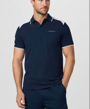 Image of HACKETT  Sport Mens Cotton Colour Block Polo Shirt in Navy Size L