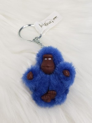 NEW Kipling Keychain JULIAN Baby Furry Monkey Mini Gorilla BAG CHARM BLUE APE