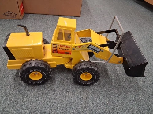 Tonka Turbo-Diesel Loader Yellow Black Pressed Steel Construction Vehicle