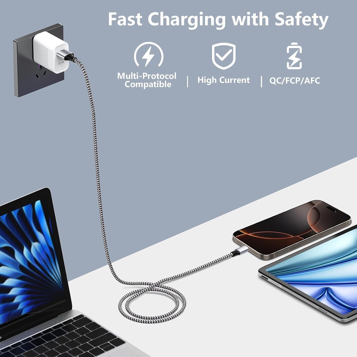 Car Carplay Cable Fast Charging for iPhone 16, [MFi Certified] 3Pack 3FT USB A t