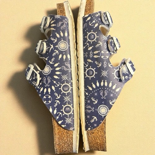 Birkenstock Florida Girls Sandals Navy Nautical Print EU 33 (US 1–1.5 Youth) - Picture 4 of 6
