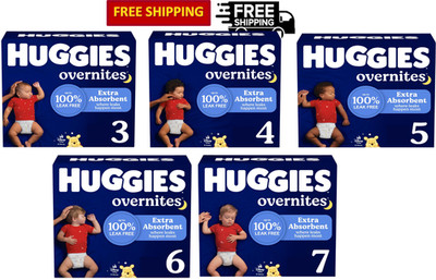 Huggies Overnites Diapers All-Night Protection & Comfort, Size 3 to 7