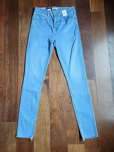 Brand New Levi's 721 High Rise Skinny Stretchy Light Blue Frayed Hem Size 30x34